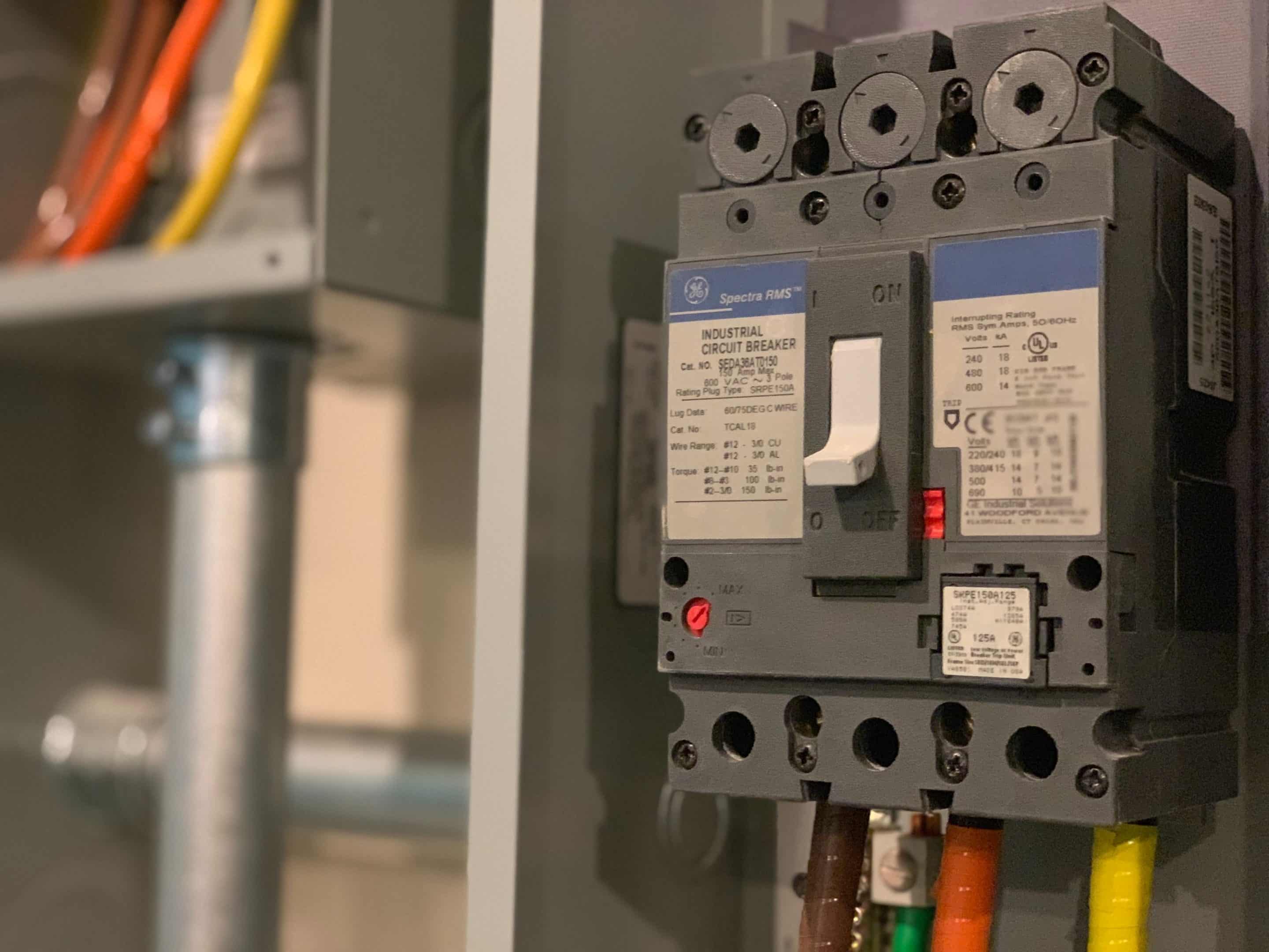Breaker in an Electrical Panel and Wires
