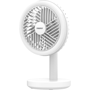 FIREFLY Rechargeable White Mini Fan with Ring Light