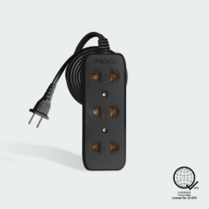ROYU 3 Gang Extension Cords, BLACK, 5M
