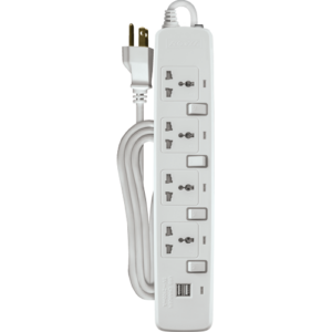 Royu 4 Gang Univ.Socket w/ Ind. Switches