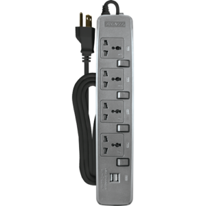 ROYU 4 Gang Univ.Socket w/ Ind. Switches