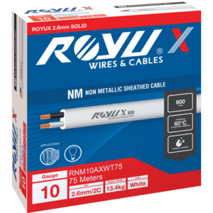 ROYU Non-Metallic Sheathed Cable 2.6mm #10 AWG Solid White 75M