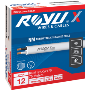ROYU Non-Metallic Sheathed Cable 2.0mm #12 AWG Solid White 75M