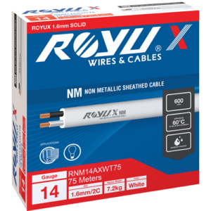 ROYU Non-Metallic Sheathed Cable 1.6mm #14 AWG Solid White 75M