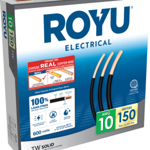 ROYU 2.6mm  #10 AWG TW Solid  Black 150M