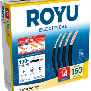 ROYU 2.0mm2  #14 AWG TW Stranded Black 150M