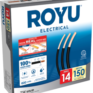 ROYU 1.6mm  #14 AWG TW Solid Black 150M